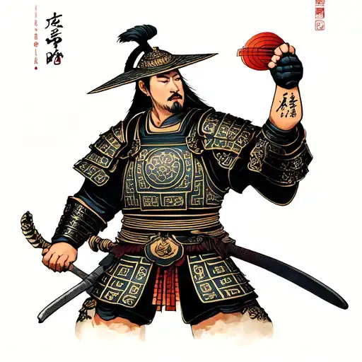 Japanese samurai in armor tattoo design idea