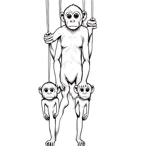 mom monkey with 2 smaller monkeys hanging from each other tattoo design idea