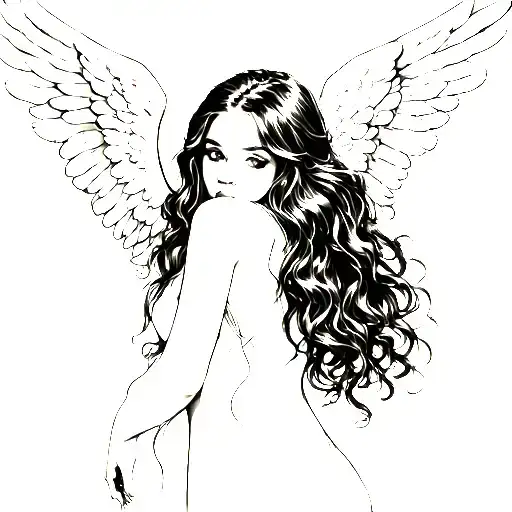 half good girl, half bad angel tattoo design idea