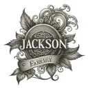Jackson  last name negative shading  and the word  family  in center tattoo design idea