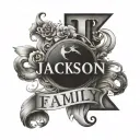 Jackson  last name negative shading  and the word  family  in center tattoo design idea