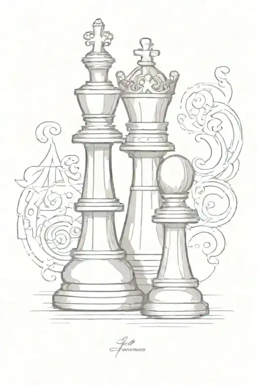 king and pawn chess piece simple tattoo design idea