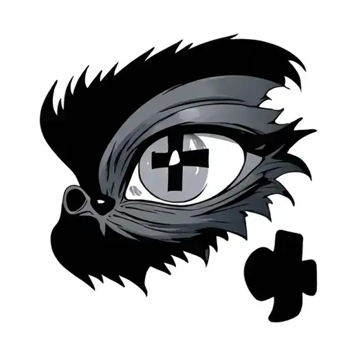 evil stitch with cross in his eye  tattoo design idea