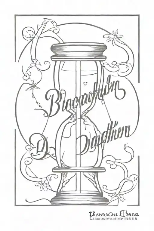 hour glass daughter's name Brooklyn written within tattoo design idea