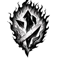 shards of narsil surrounded by flames tattoo design idea