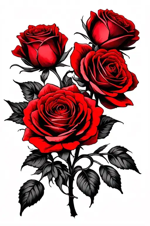 roses black and red fineline tattoo for shoulder semi minimalist tattoo design idea