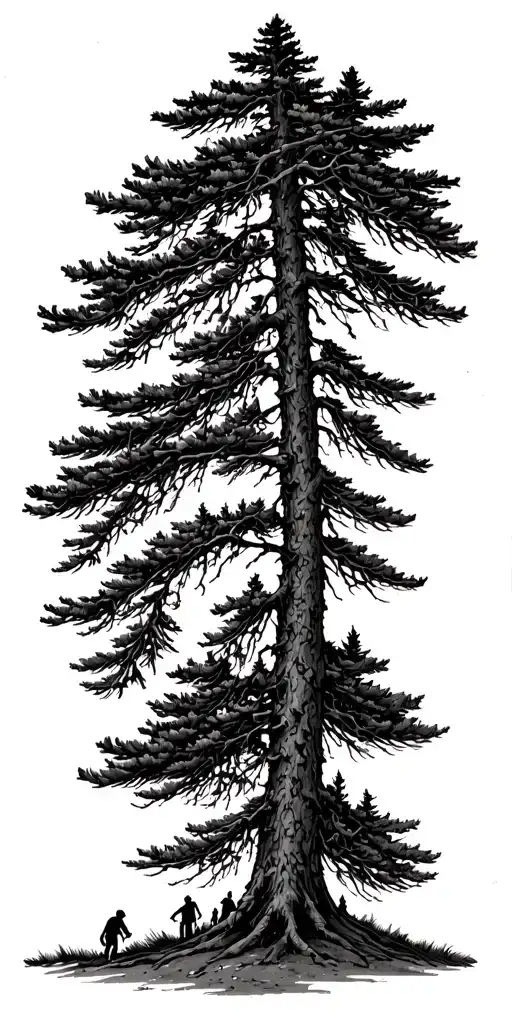 pine forest and golf and time and father and mother and daughter and son and daughter tattoo design idea