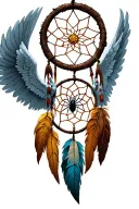 A strong angel defending a dream catcher from a spider that is trying to weave a web around the dreamcatcher  tattoo design idea