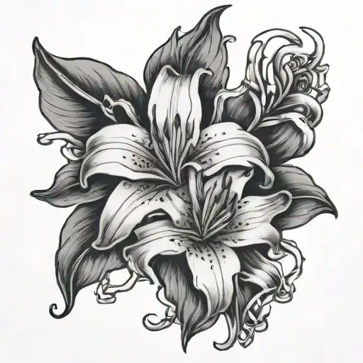lily flower chained tattoo design idea