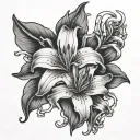 lily flower chained tattoo design idea