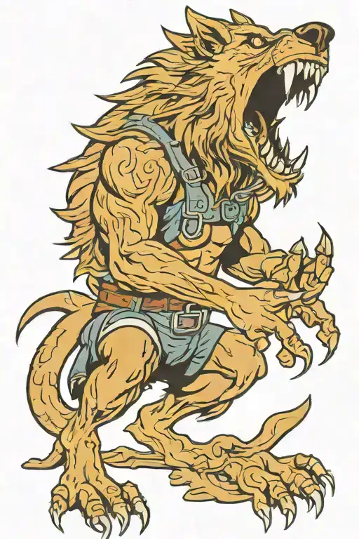 artificer werewolf howling tattoo design idea