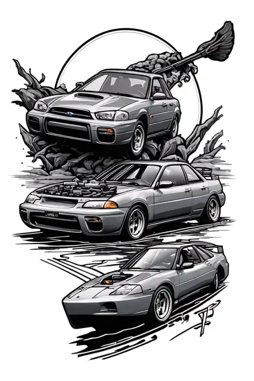 Subaru with kayack tattoo design idea
