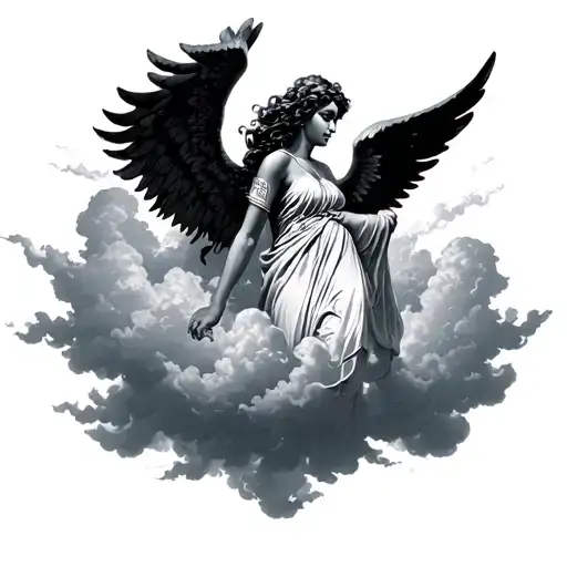 ghetto angel on clouds tattoo design idea