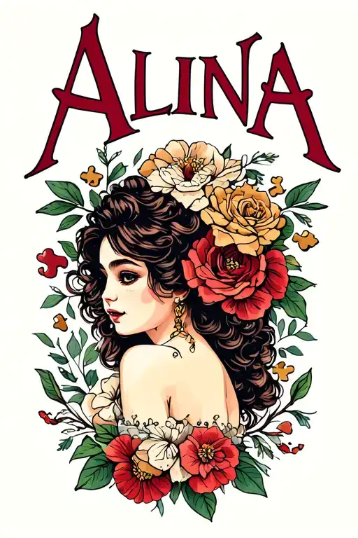 puzzle pieces spelling "Alina" tattoo design idea