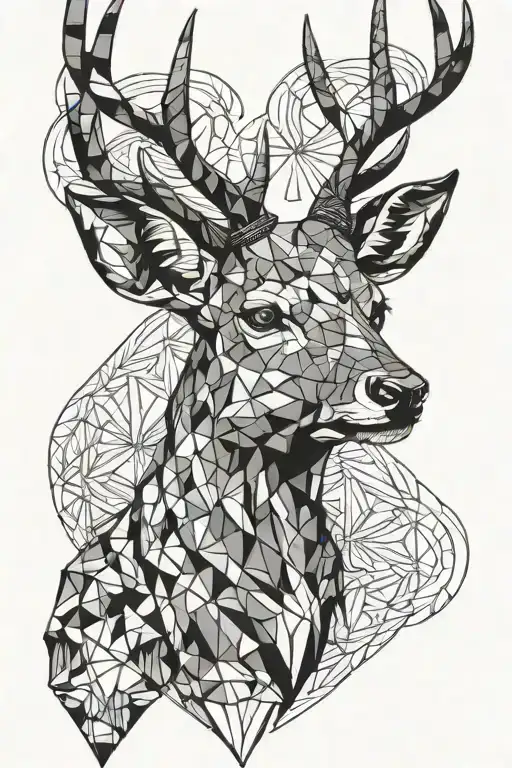 geometric stag head tattoo design idea