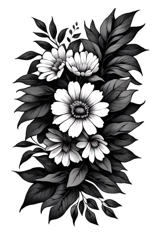 Filipino Flag with flowers growing tattoo design idea