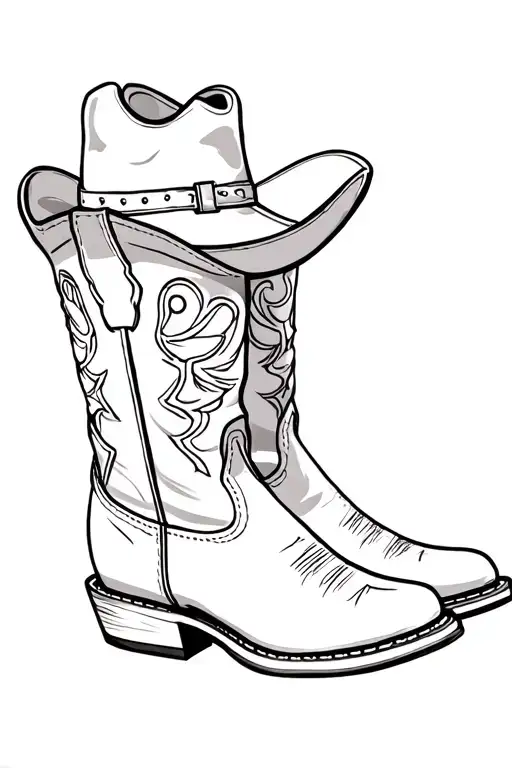 cowboy boots with a John deere hat  tattoo design idea