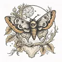 Moth, trees, moon, eyes  tattoo design idea