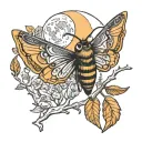 Moth, trees, moon, eyes  tattoo design idea