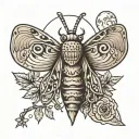 Moth, trees, moon, eyes  tattoo design idea
