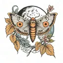 Moth, trees, moon, eyes  tattoo design idea