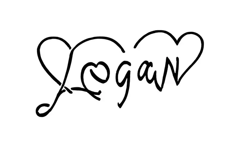 name logan with 3 hearts intertwined tattoo design idea