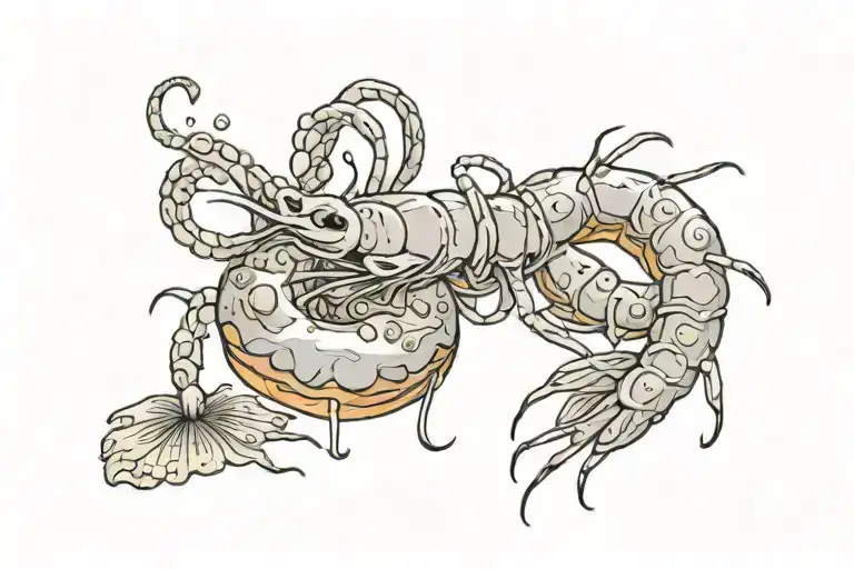 brine shrimp using a donut as a lifesaver tattoo design idea