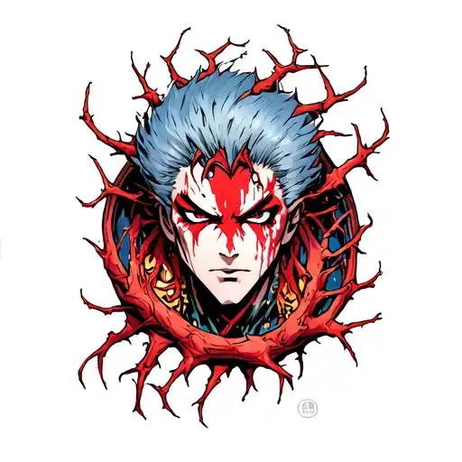 jojo bizarre adventure birthmark thats sewed into the skin with thorns tendrils and some lose ends  tattoo design idea