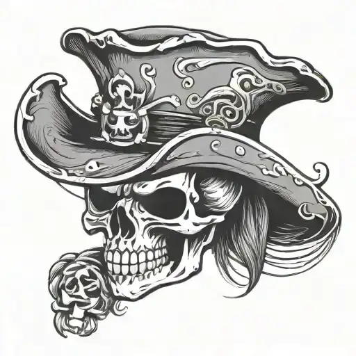 Jolly Roger Cowboy hat tattoo design idea