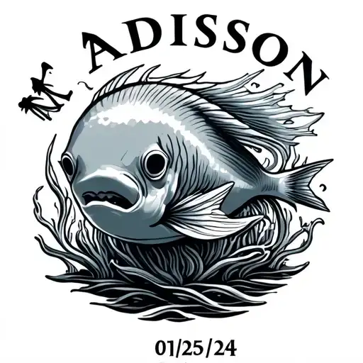 Madison name based on the aquarium sign and the date 01/25/24 tattoo design idea