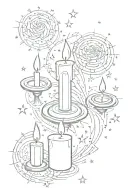 three candles around which the stars circle tattoo design idea