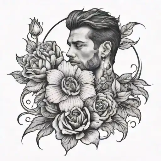 handsome man flower tattoo tattoo design idea