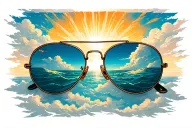  aviator sunglasses only where the reflection is heaven (clouds, ocean, rays of light) tattoo design idea
