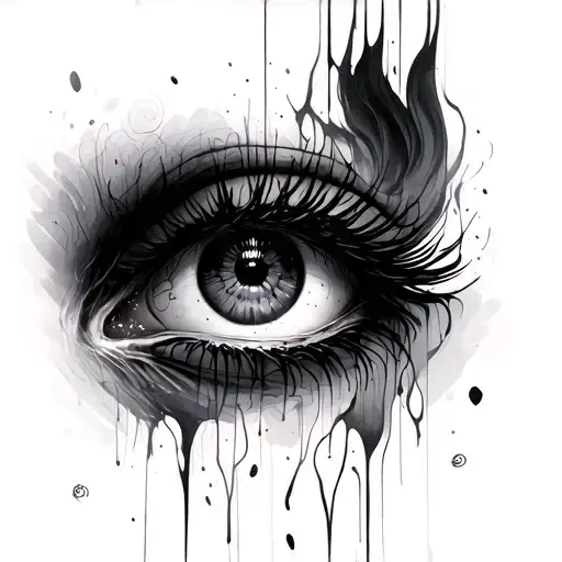 messy lines and eyes tattoo design idea