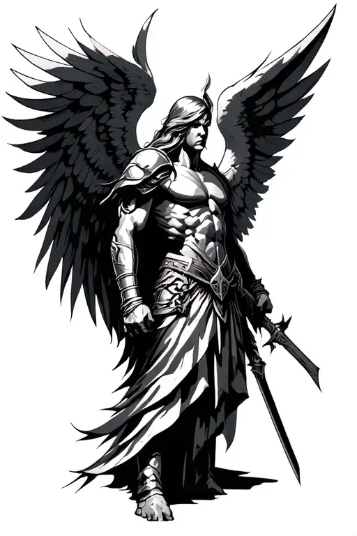 archangel warrior tattoo design idea