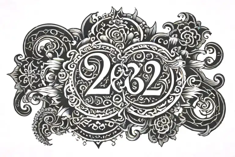 222 numbers tattoo design idea