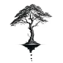 tree on a floating island tattoo design idea