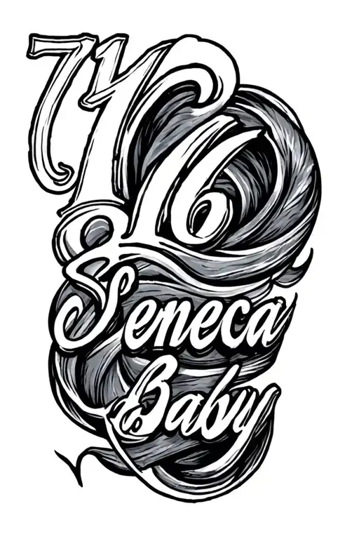 "716 Seneca baby" Bicep tattoo design idea