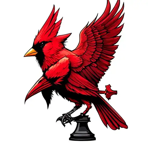 black knight chess piece red cardinal tattoo design idea