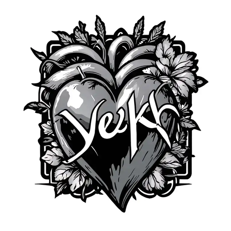 "Vek" protected heart tattoo design idea