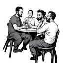 old mong drinking 3 friends in table mountain range with a winding tattoo design idea