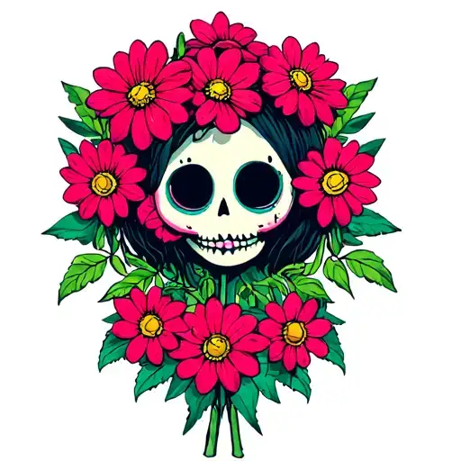voodoo doll flowers tattoo design idea