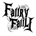 Create a black and white stylized logo of Fairy Tail, drawn in the style of ink wash painting. The logo should have a dy tattoo design idea