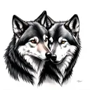 two wolfs huging tattoo design idea
