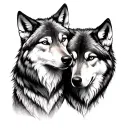 two wolfs huging tattoo design idea