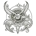 aquarius taurus and pices combined together tattoo design idea