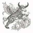 aquarius taurus and pices combined together tattoo design idea