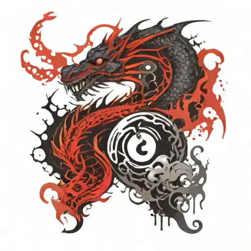 dragon and yin yang tattoo design idea