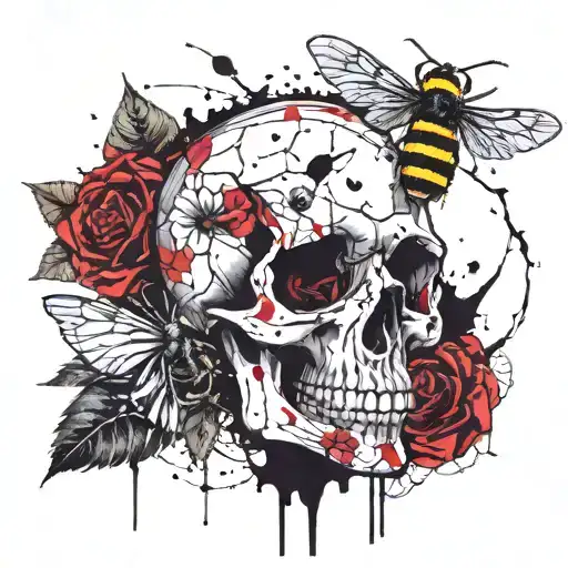 skull, bee, Cocoa tattoo design idea