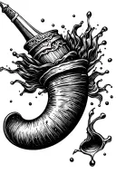 Sharp Drinking Horn Pouring out tattoo design idea